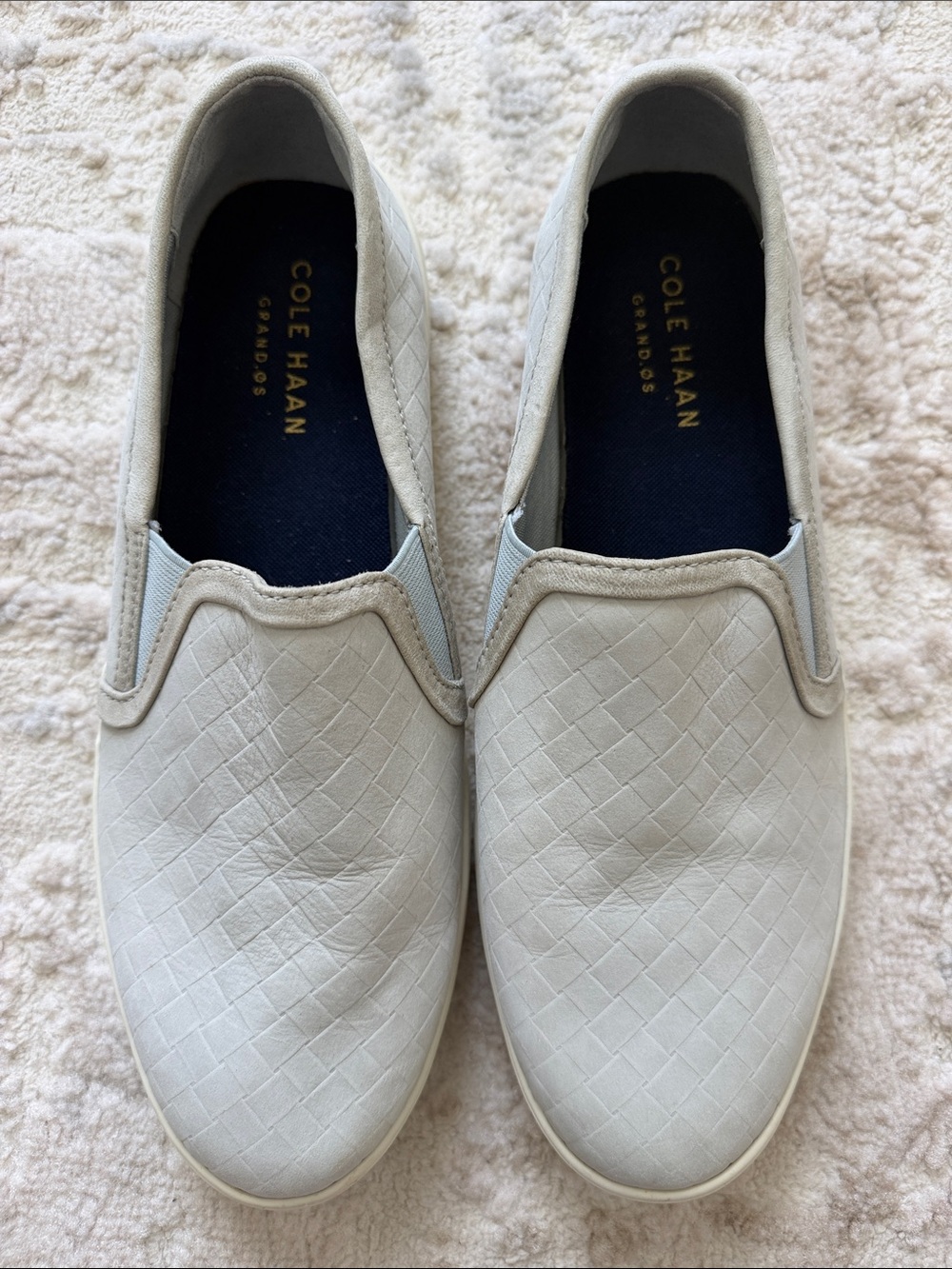 Cole Haan Quilted Light Gray Slip-On Sneakers